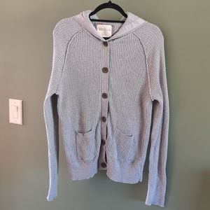Cozy Casual Waffle Knit Button Up Sweater Cardigan Sz L